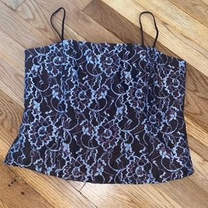 Brown Embroidered Floral Corset